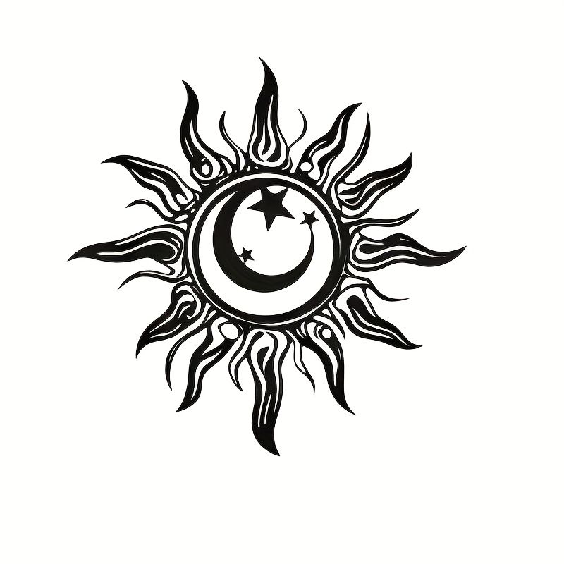 VATYERTY - Arte de pared grande de metal con sol luna y estrellas 405 x 405 cm