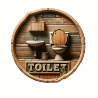 Letrero vintage de madera para baño