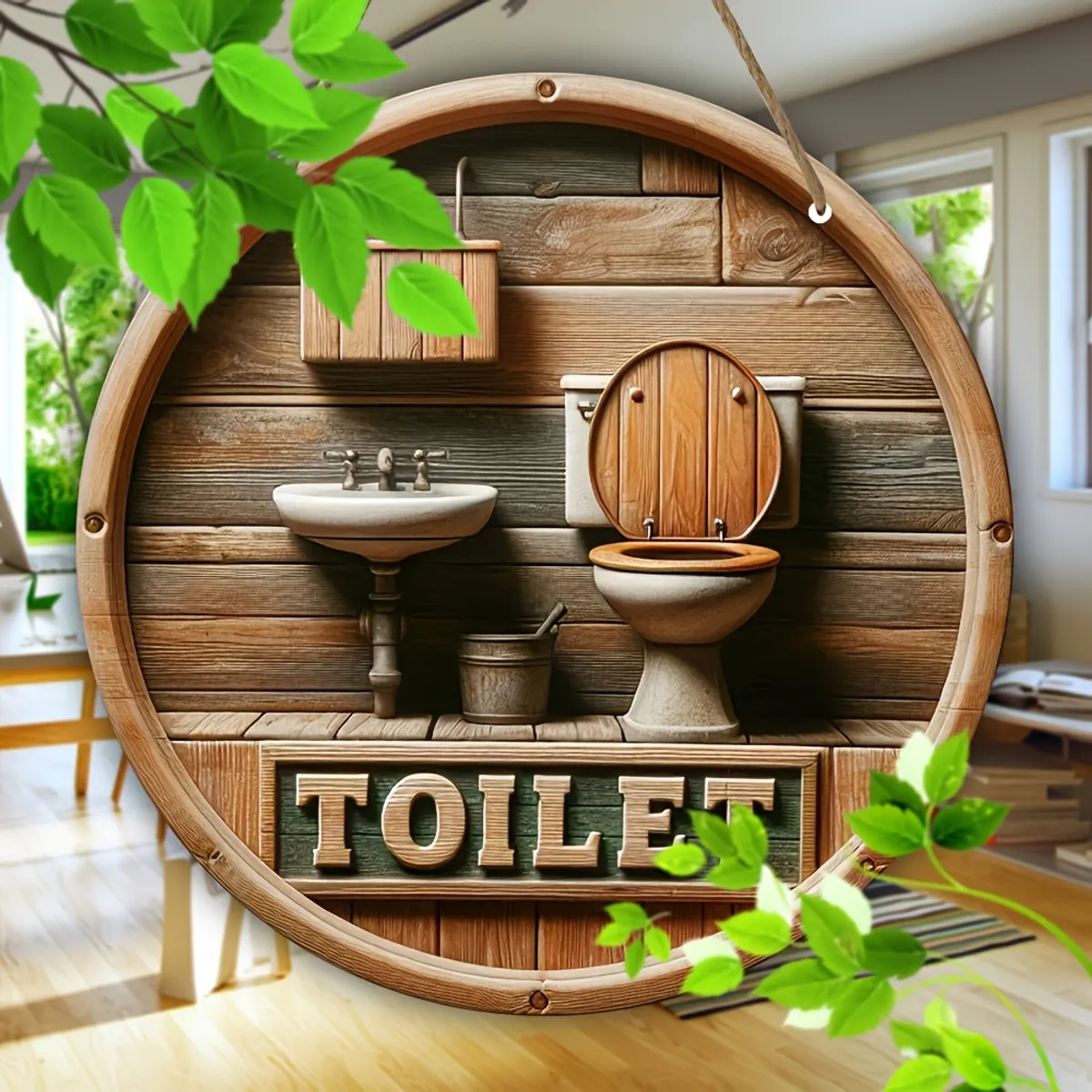 VATYERTY - Letrero vintage de madera para baño