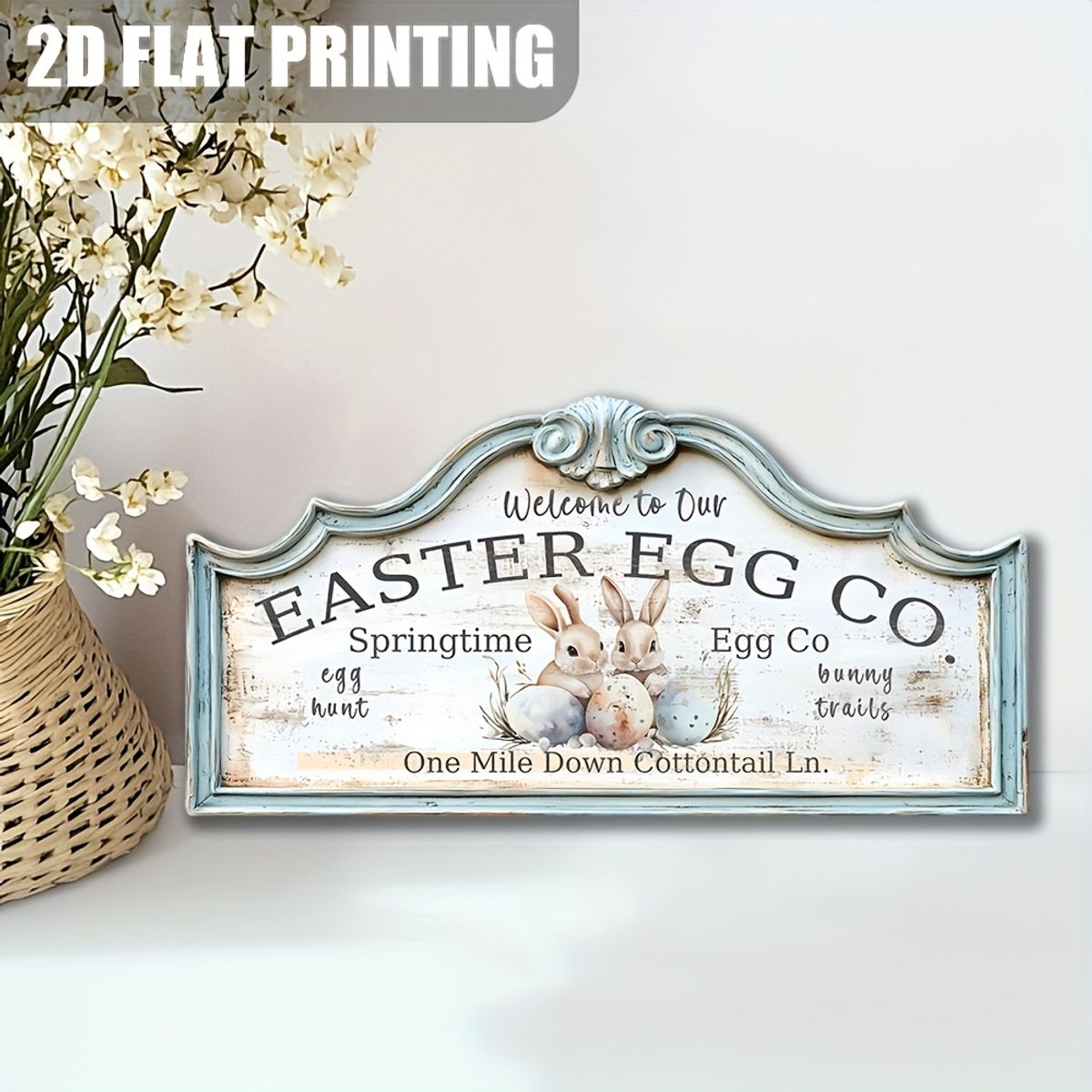 VATYERTY - 1 letrero rústico de Pascua de madera 20 x 40 cm