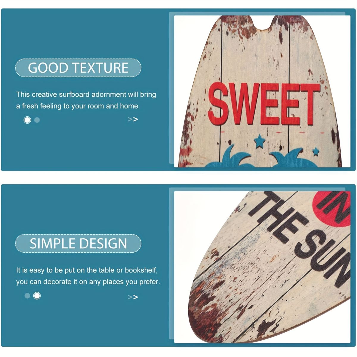 VATYERTY - 3 tablas de surf decorativas de 45 x 15 cm