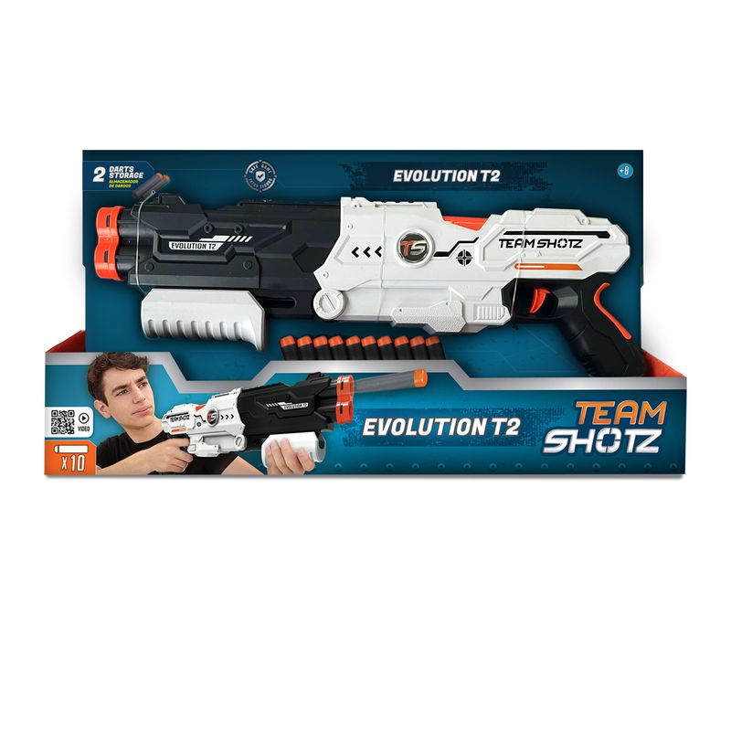TEAM SHOTZ - Lanzador Evolution T2 + 10 Dardos Espuma