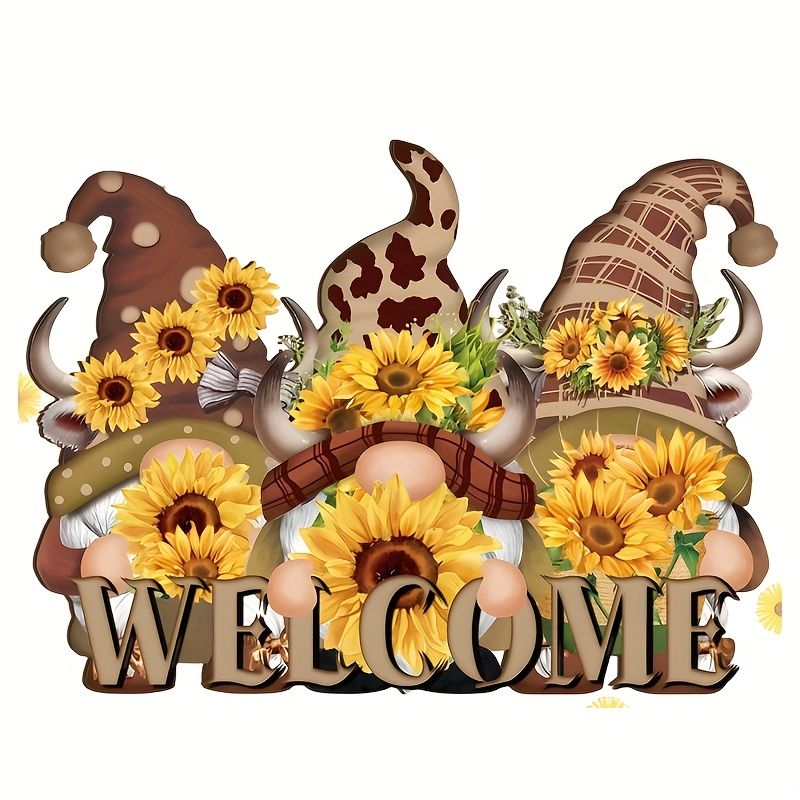 VATYERTY - Colgante de madera de girasol para puerta con mensaje de bienvenida