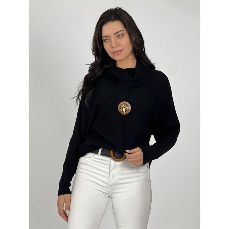 ENIGMATICA BOUTIQUE - Sweater Spandex de Lana Cuello Alto - Verde