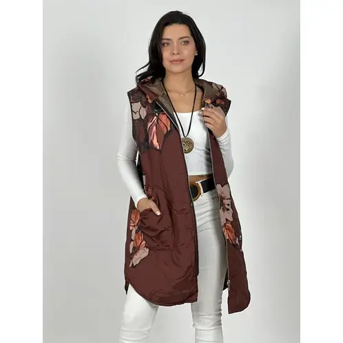 ENIGMATICA BOUTIQUE - Parka Italiana Larga Diseño Flores - Negro