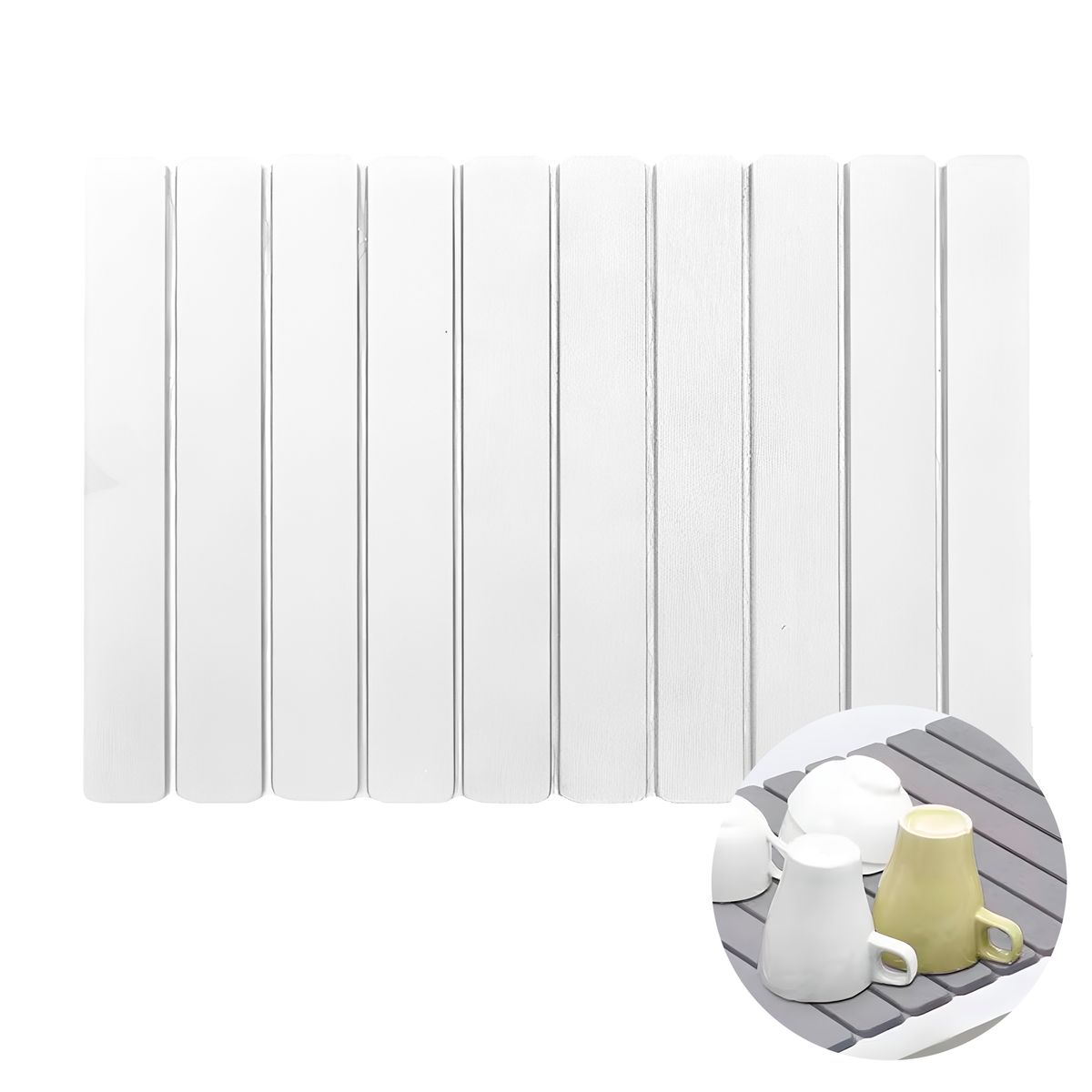 GENERICO - Tapete Alfombrilla Escurridor loza Absorbente Plegable Color Blanco