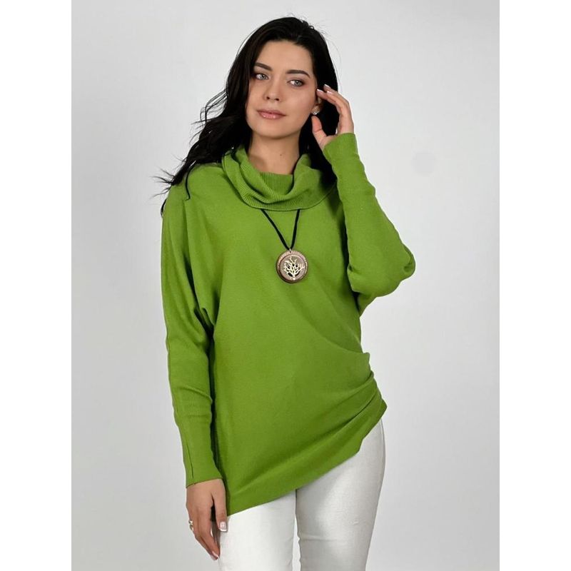 ENIGMATICA BOUTIQUE - Sweater Spandex de Lana Cuello Alto - Verde