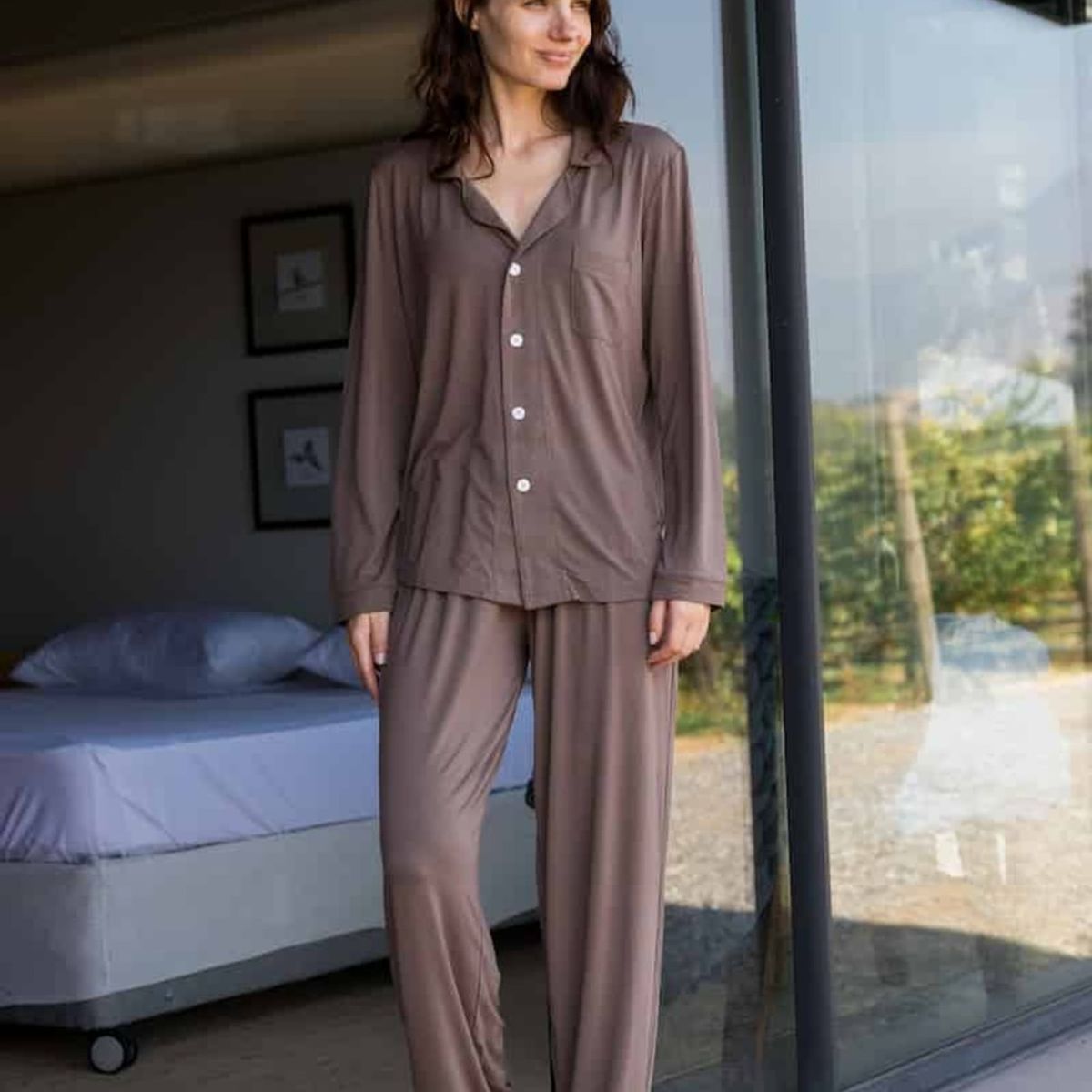 HYPNOS - Set Pijama Largo Mujer 100% Bambú Ultrasuave