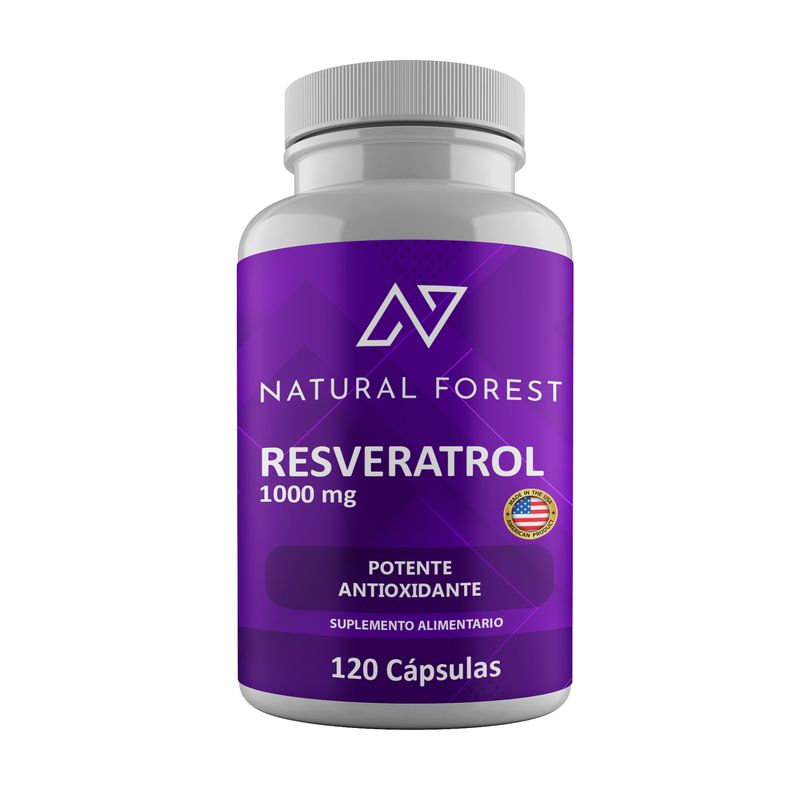 NATURAL FOREST - Resveratrol Antioxidante 120 Cápsulas 1000mg Natural Forest Sabor Neutro