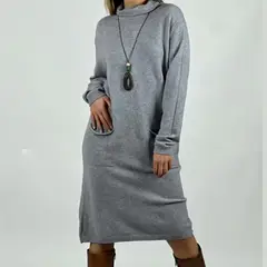 ARRAKASTA - Vestido de lana con bolsillos.-
