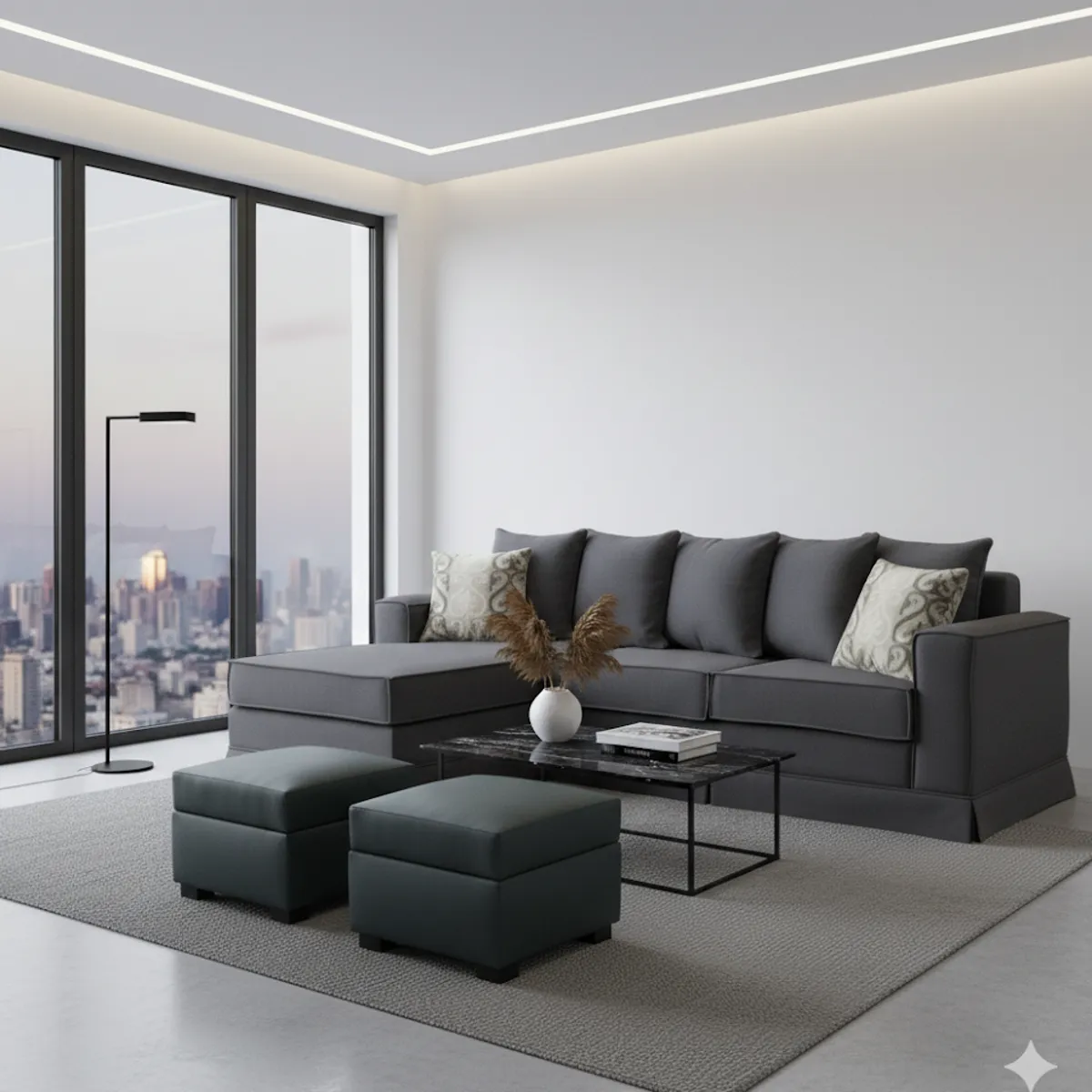 MUNDO LIVING - Living 311 Provenza Marengo Seccional con resortes + 2 ottoman