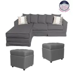 MUNDO LIVING - Living 311 Provenza Marengo Sofa 3 cuerpos con resortes + 2 puff