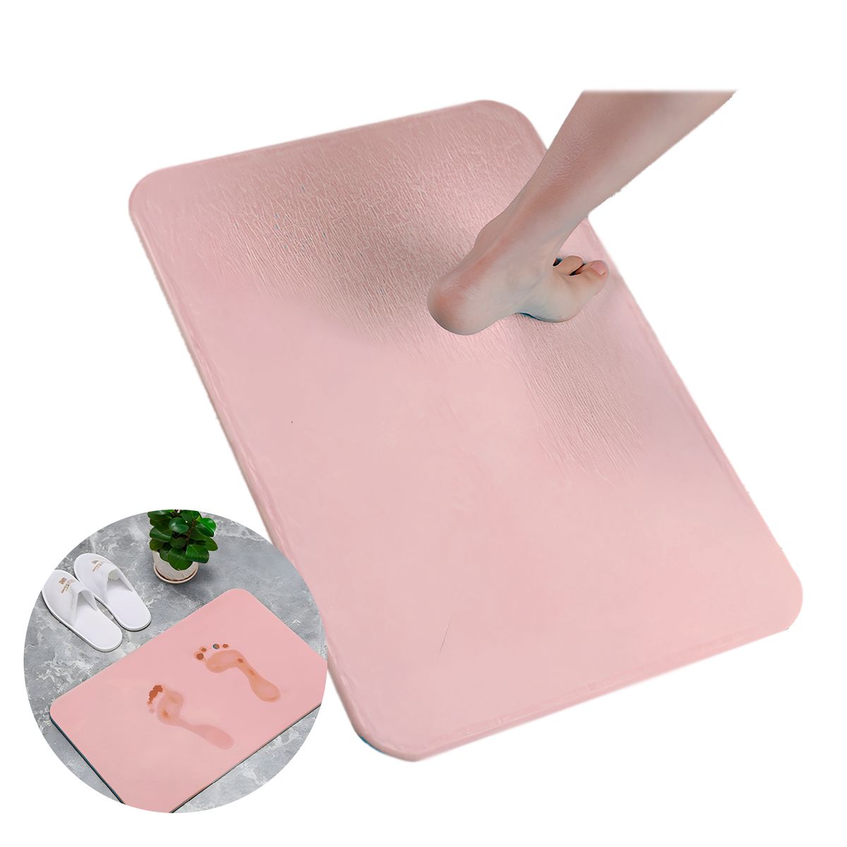 GENERICO - Alfombrilla Piso Diatomita Secado Rápido Anti hongos Baño Cocina Rosa