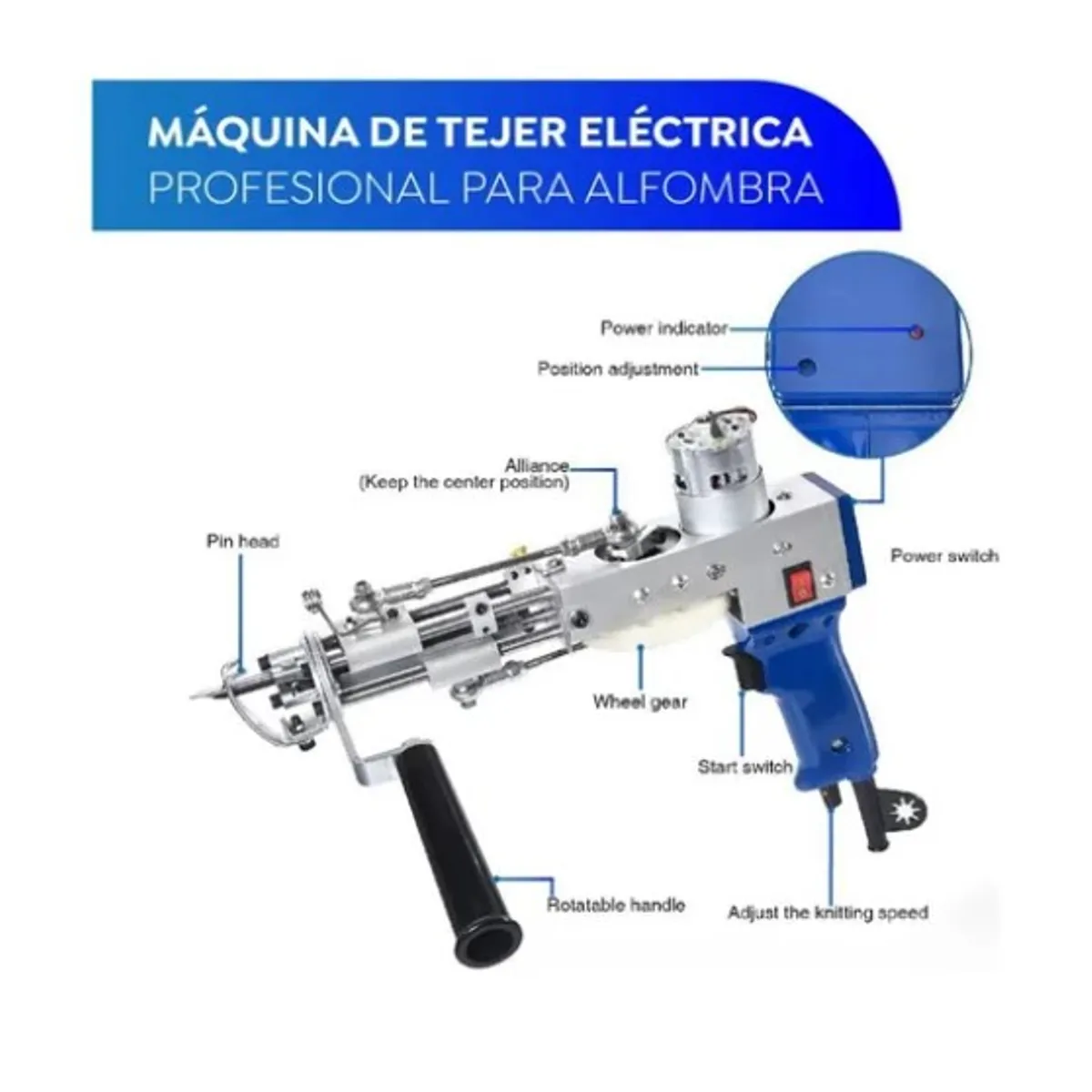 ESHOPANGIE - Pistola Tufting 2 En 1 Cut Y Loop Maquina De Tejer Alfombras