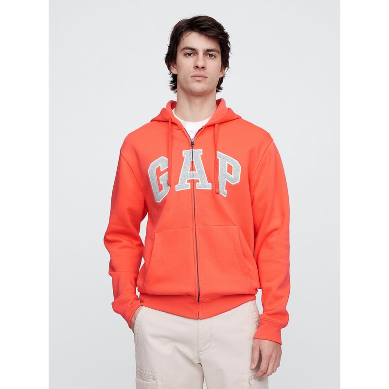 GAP - Polerón Hombre Logo Con Cierre Naranjo Gap