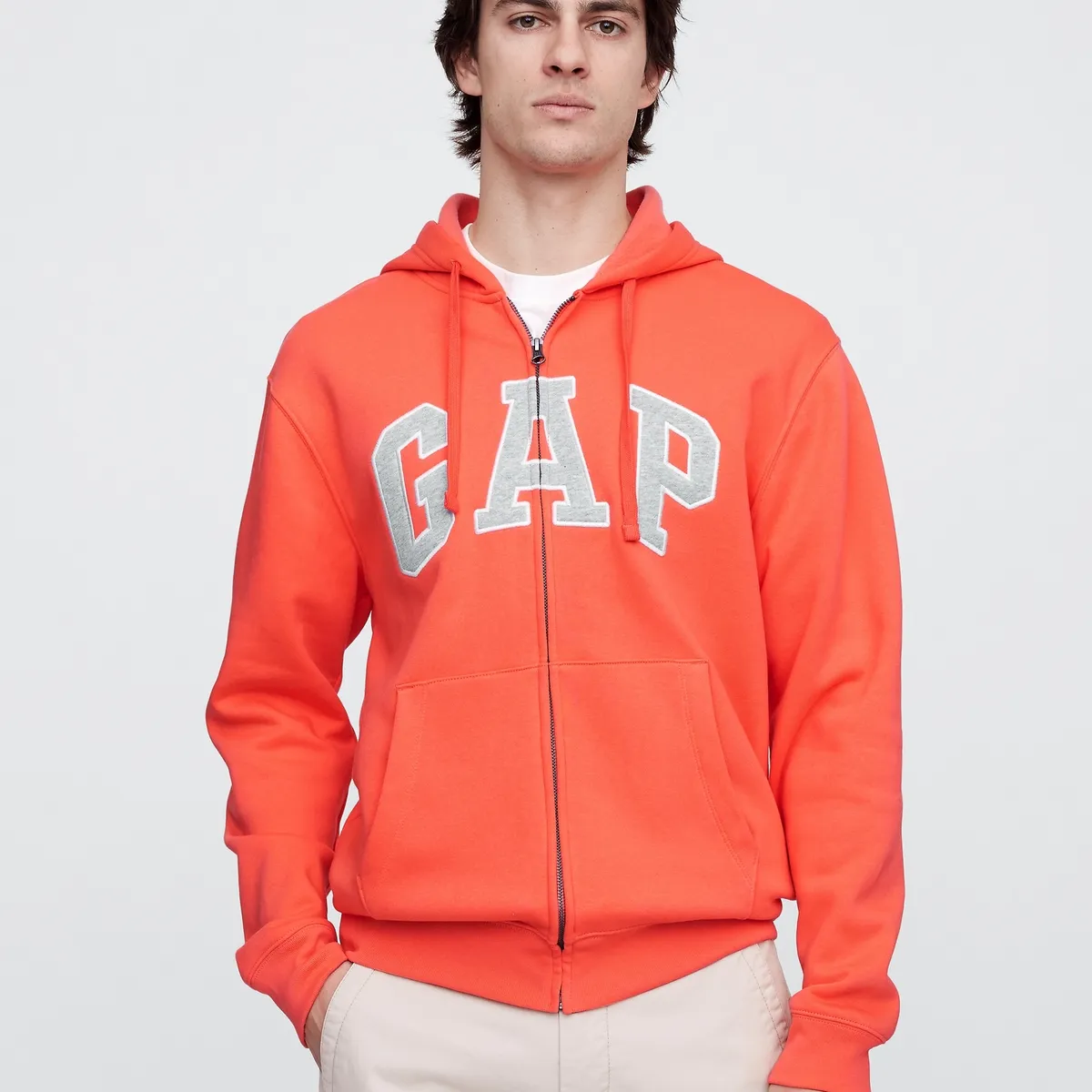 GAP - Polerón Hombre Gap Logo Con Cierre Naranjo