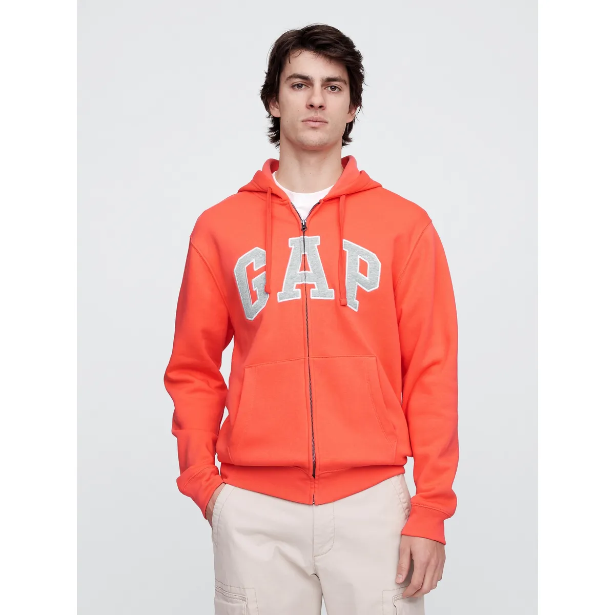 GAP - Polerón Hombre Gap Logo Con Cierre Naranjo