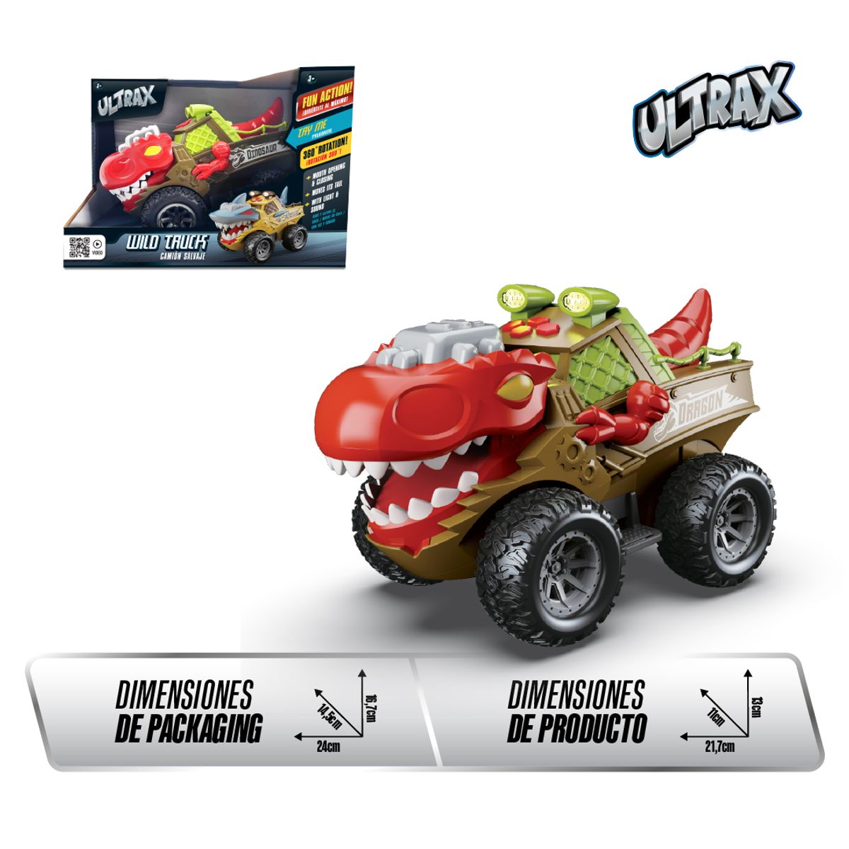 ULTRAX - Juguete Camión Dinosaurio Salvaje Ultrax Fricción