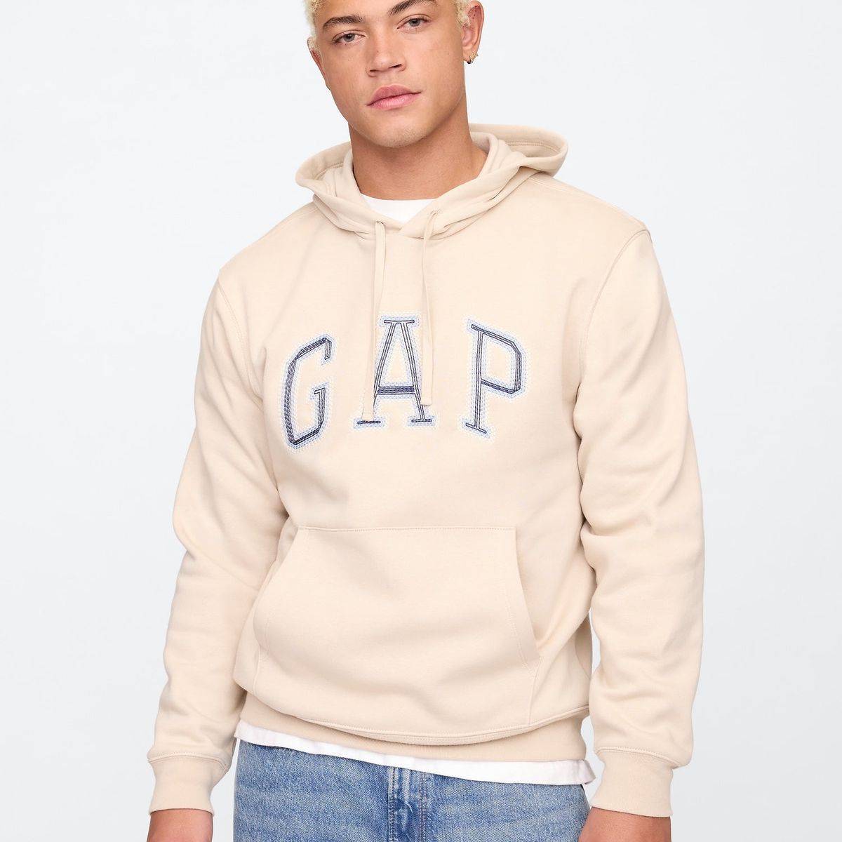 GAP - Polerón Hombre Logo Sin Cierre Beige Gap