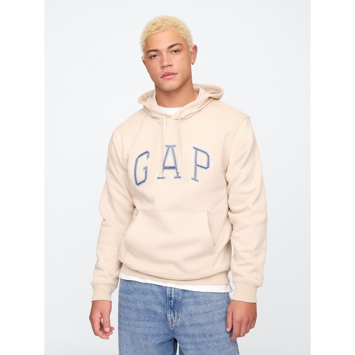 GAP - Polerón Hombre Logo Sin Cierre Beige Gap