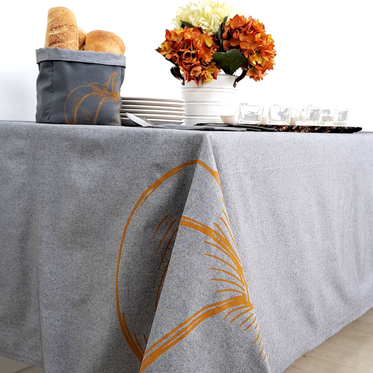 CHANTILLY - Mantel Zapallo Estampado 160x300cm Marengo