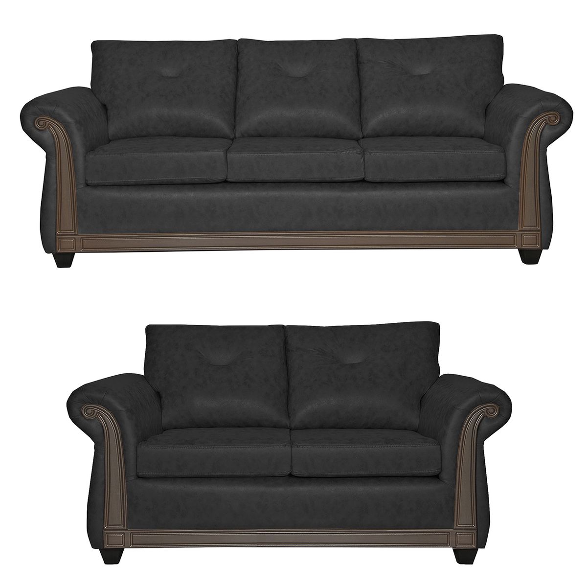 BLACK FACTORY - Juego de Living 3 2 Bristol Negro