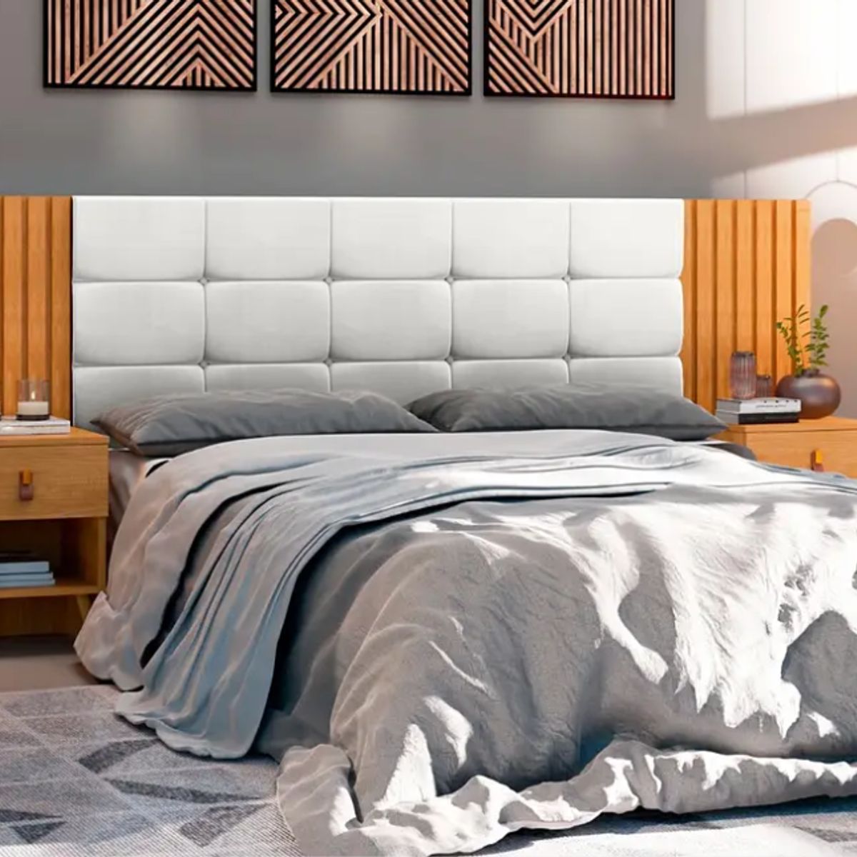 BE DESIGN - Respaldo Box Lady Capitone Blanco-Miel