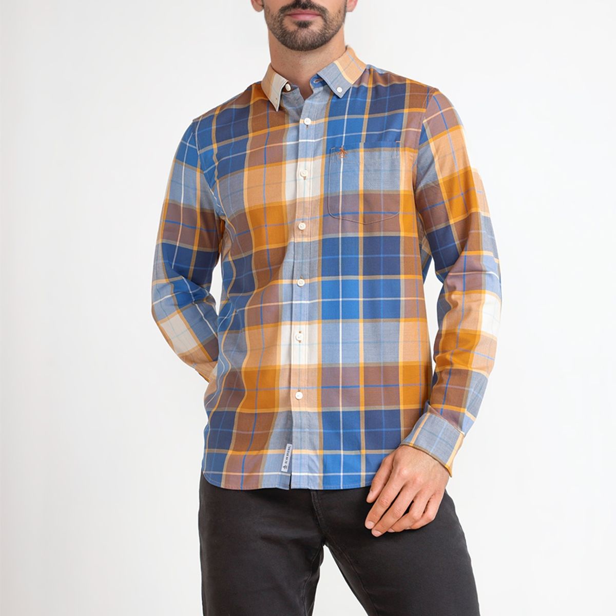 ORIGINAL PENGUIN - Camisa Hombre A Cuadros Mostaza