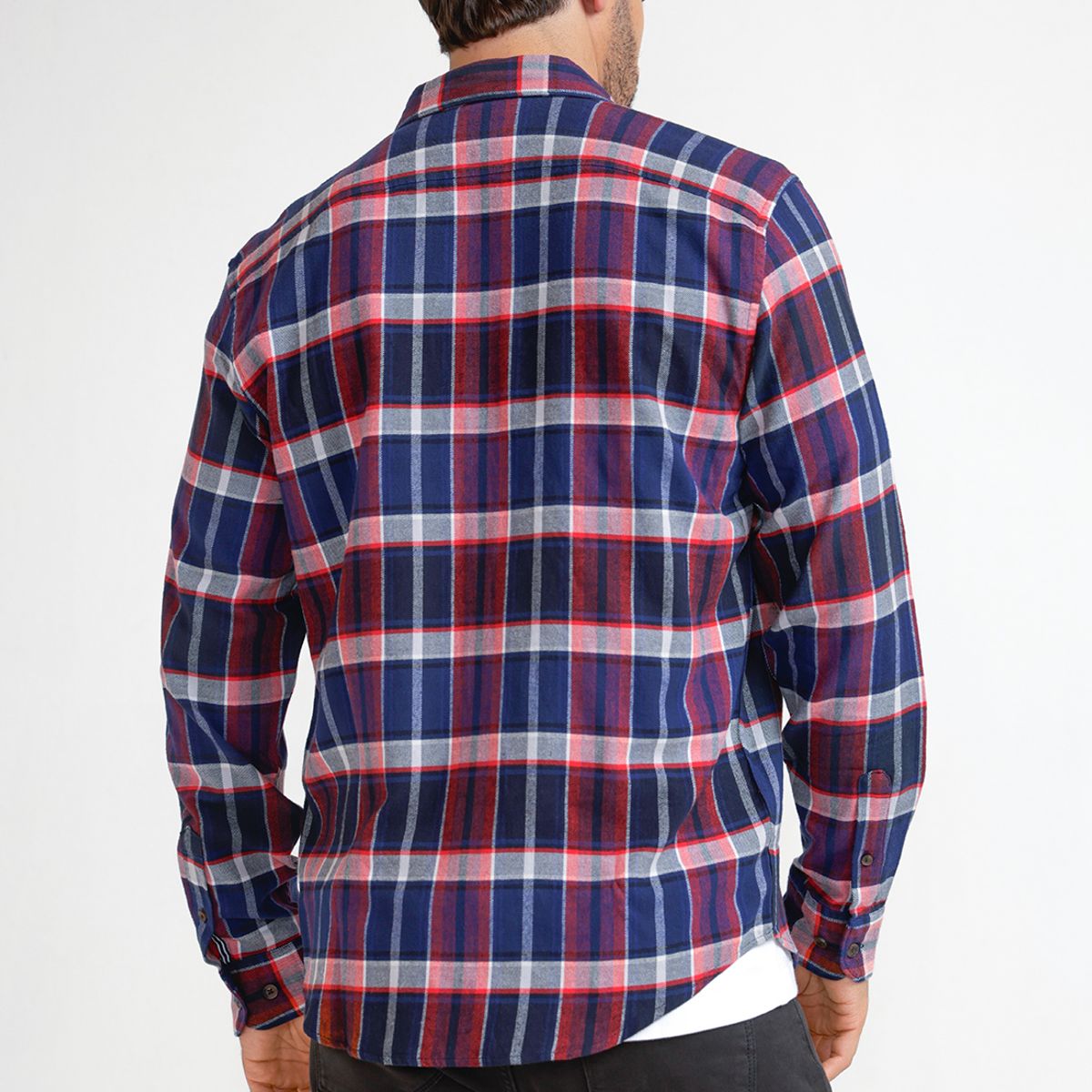 ORIGINAL PENGUIN - Camisa Hombre A Cuadros De Franela Azul Marino