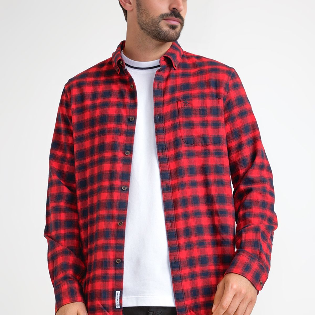 ORIGINAL PENGUIN - Camisa Hombre A Cuadros De Franela Rojo