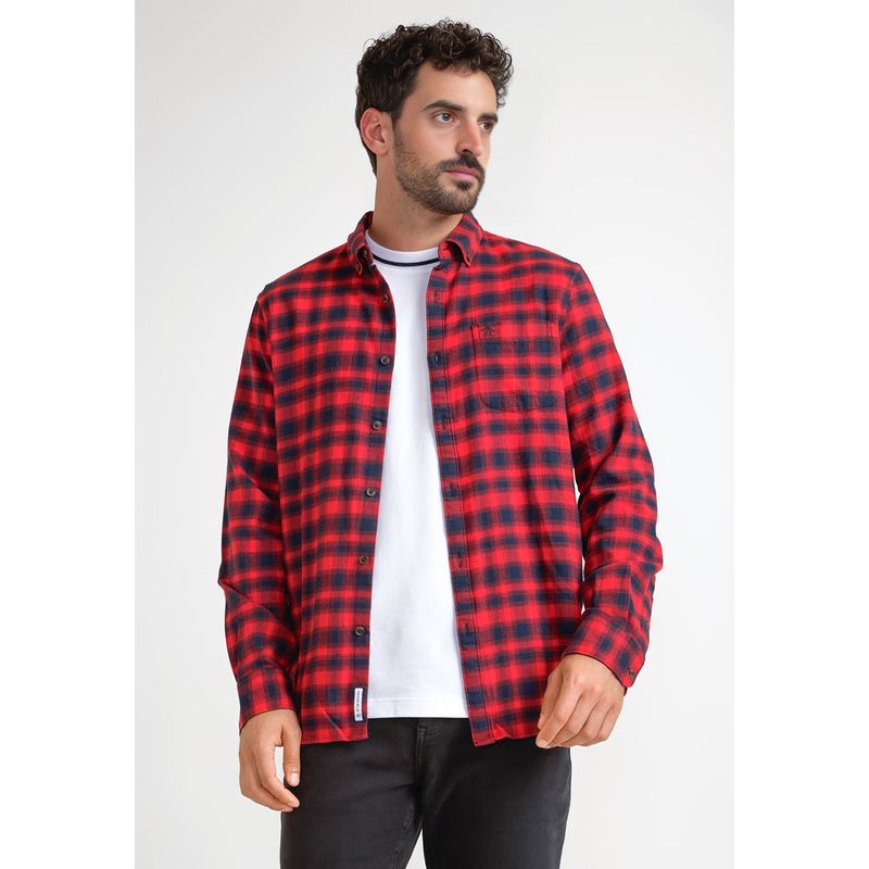 ORIGINAL PENGUIN - Camisa Hombre A Cuadros De Franela Rojo