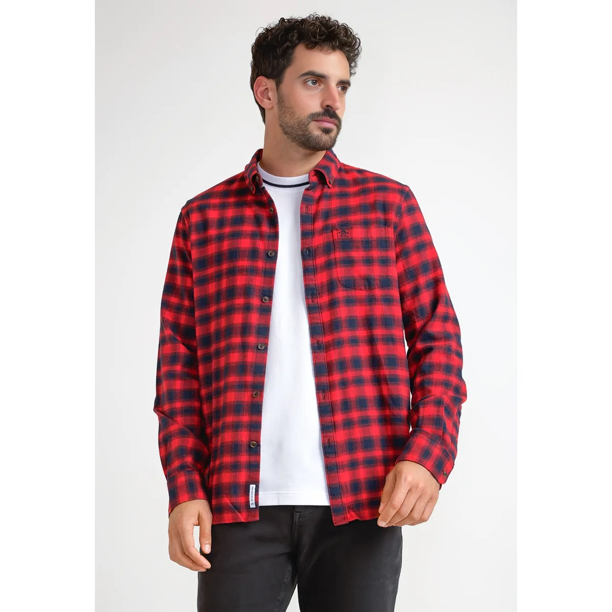 ORIGINAL PENGUIN - Camisa Hombre A Cuadros De Franela Rojo