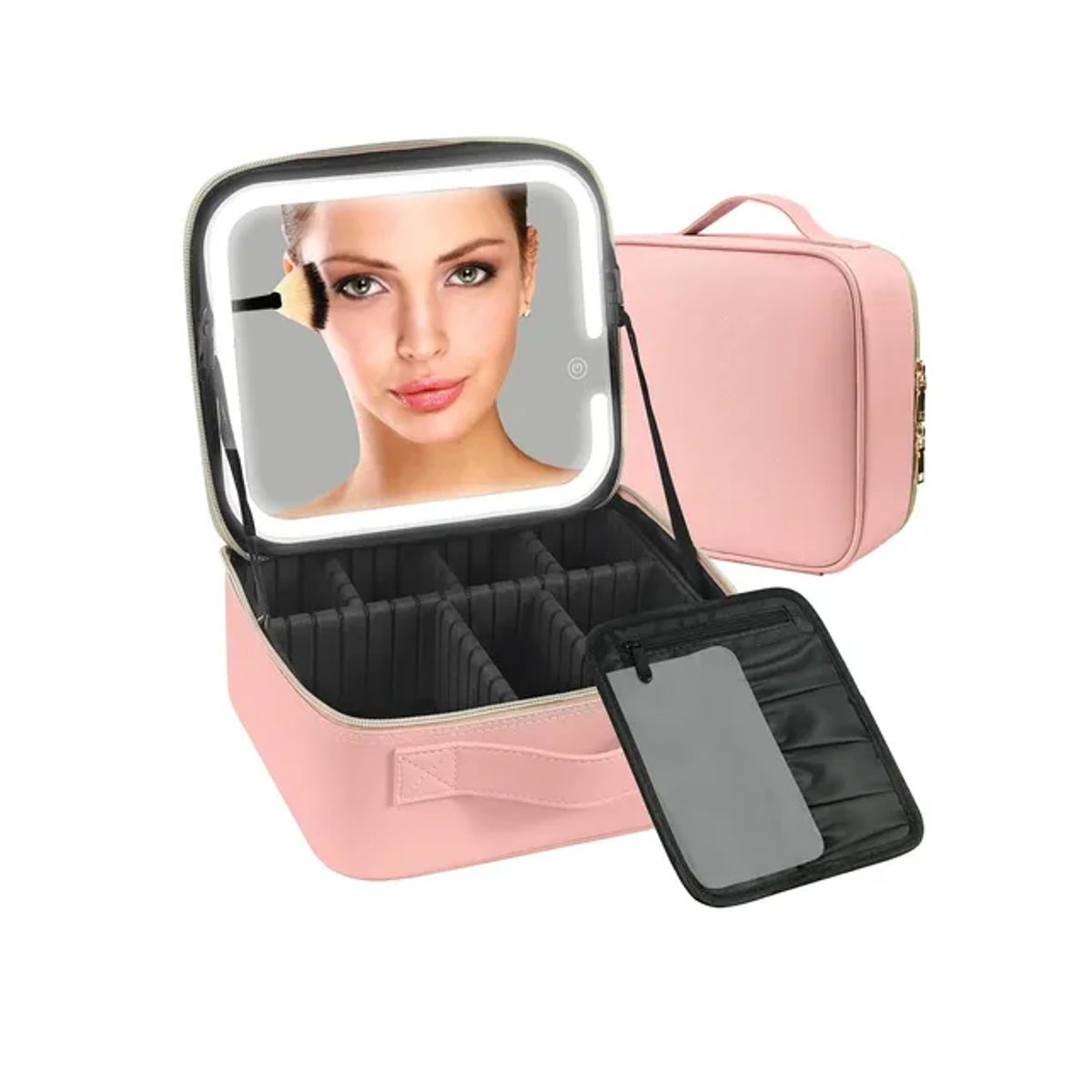 GENERICO - Estuche De Maquillaje Con Espejo Luz Led Viajero