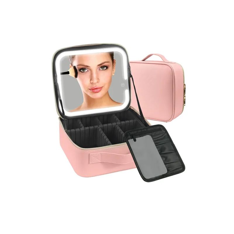 GENERICO - Estuche De Maquillaje Con Espejo Luz Led Viajero
