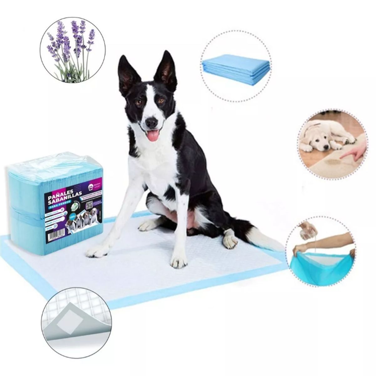GENERICO - Pack 100 Sabanillas Mascotas 60x60cm  6 Capas de Absorción