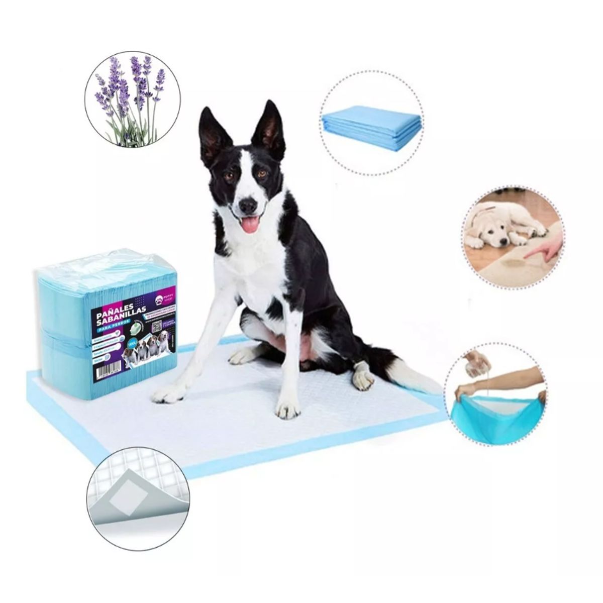 GENERICO - Pack 100 Sabanillas Mascotas 60x60cm  6 Capas de Absorción