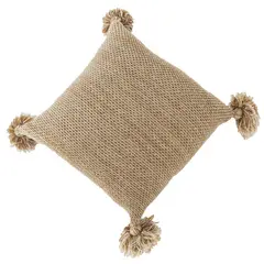 GENERICO - Funda Cojin 45x45 Larentia Pompon Camel Cierre Invisible Decohogar