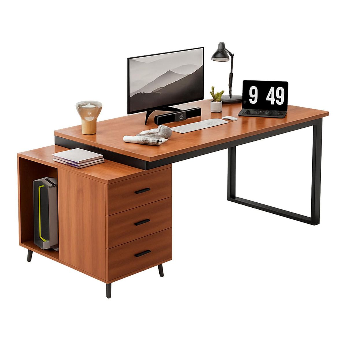 GLOBAL LATIN GROUP - Escritorio Ejecutivo L con Cajonera y Soporte de PC