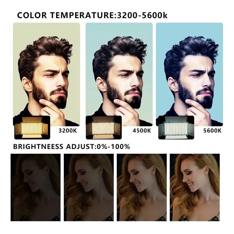 GENERICO - Panel De Led Video Fotografía Luz Fotográfica Led-600 Luz Negro