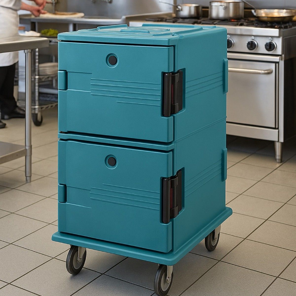 CAMBRO - Contenedor Isotérmico Profesional Cambro UPC1600 Azul Pizarra con Ruedas - Azul