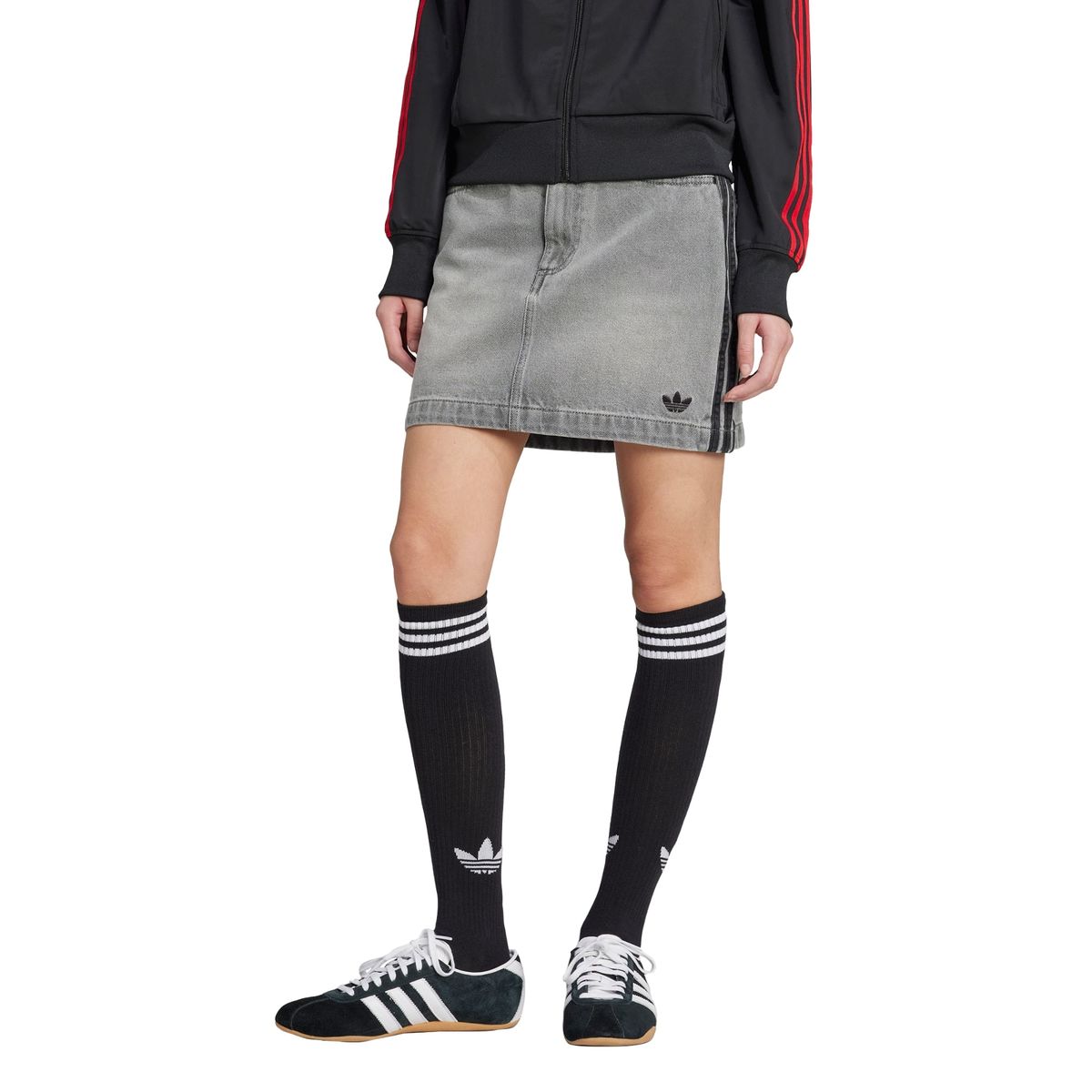 ADIDAS - Minifalda de tejido denim de 3 Tiras Adicolor