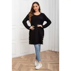MPROPIA - Polera Lisa Mujer Manga Larga Tipo Vestido Bolsillos 2007
