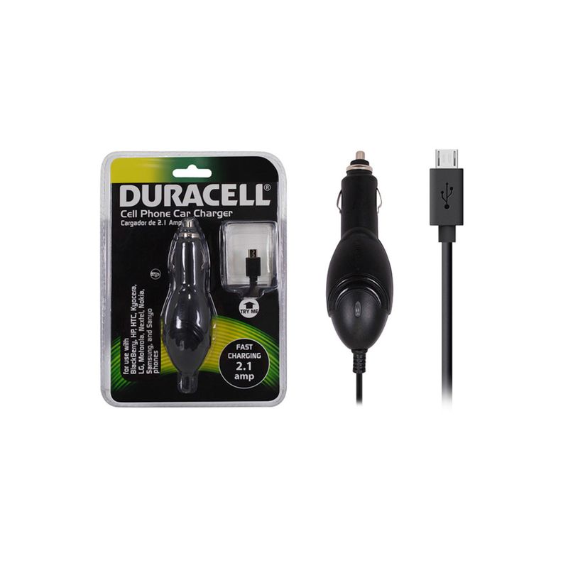 DURACELL - Cargador de Auto Duracell SU5272 Micro USB 21A - Negro