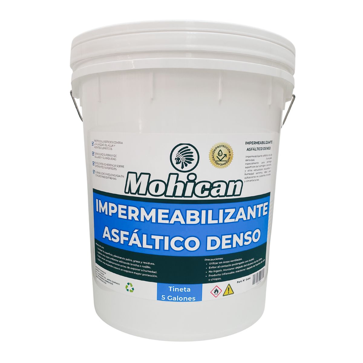 MOHICAN - PROMO IMPERMEABILIZANTE ASFÁL DENSO TINETA 5GAL + ROD 18CMS