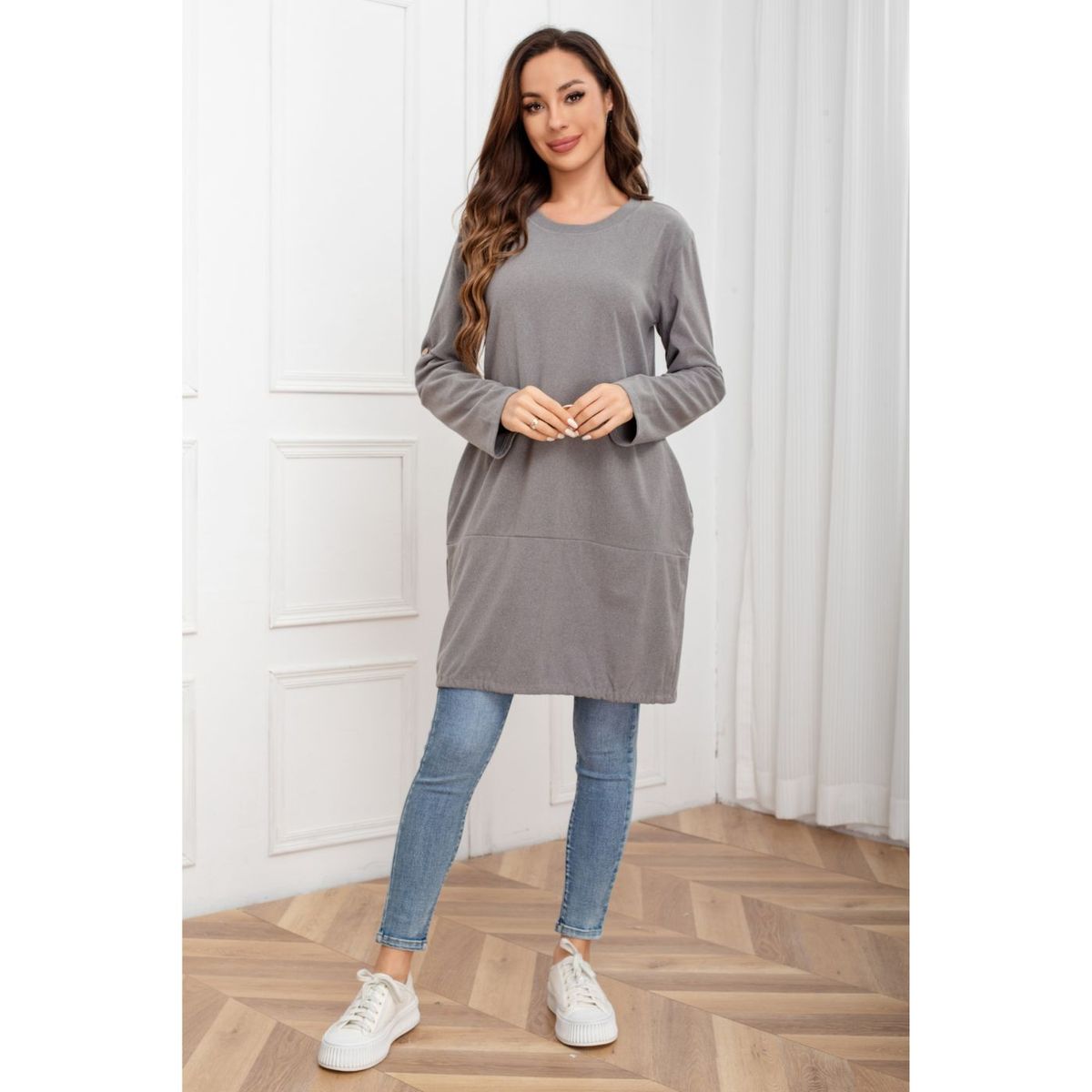 LIKE SHOP - Polera Lisa Mujer Manga Larga Tipo Vestido 2008