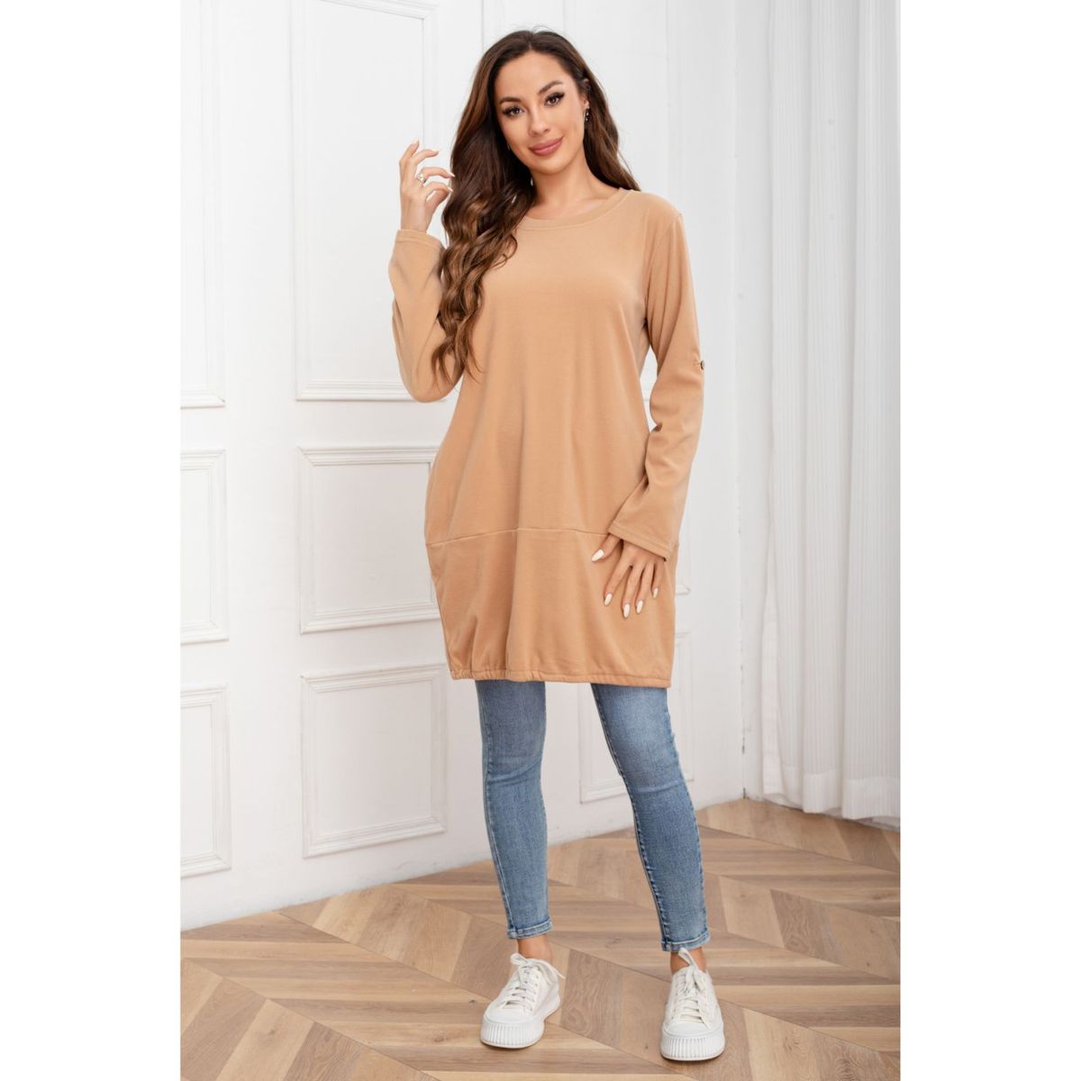 LIKE SHOP - Polera Lisa Mujer Manga Larga Tipo Vestido 2008