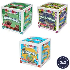 ASMODEE - Pack BrainBox - Animales + Dinosaurios + El Mundo