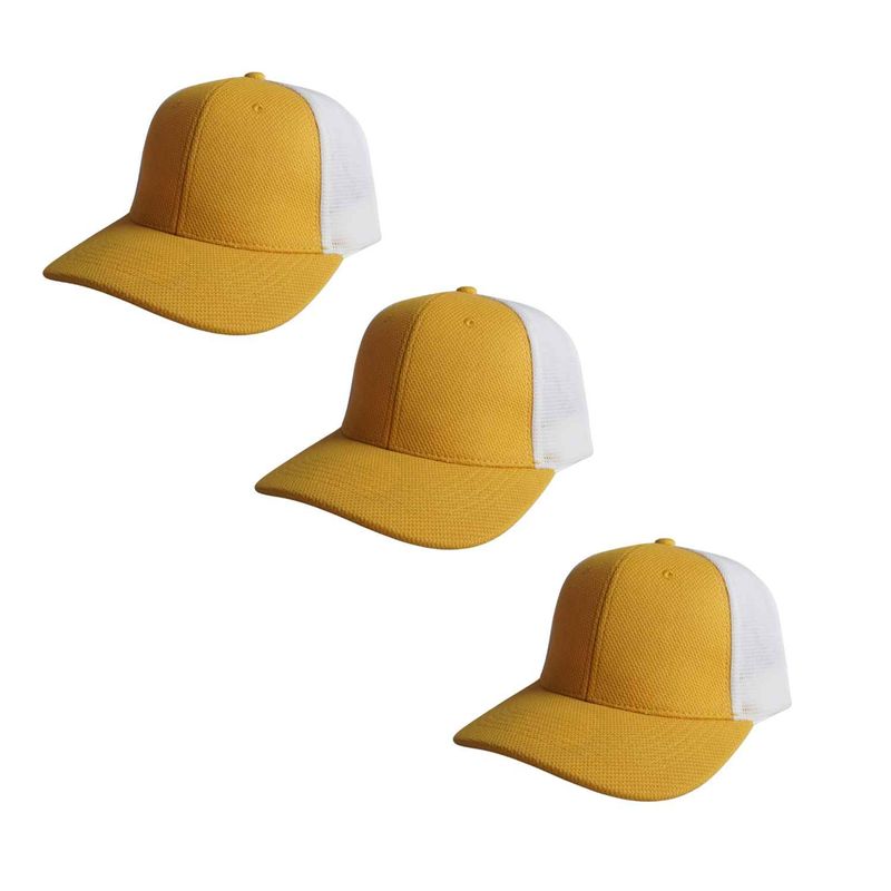 TRIPLE PLAY - Pack 3 Gorras Jockey Triple Malla color amarillo mostaza con blanco