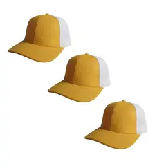 TRIPLE PLAY - Pack 3 Gorras Jockey Triple Malla color amarillo mostaza con blanco