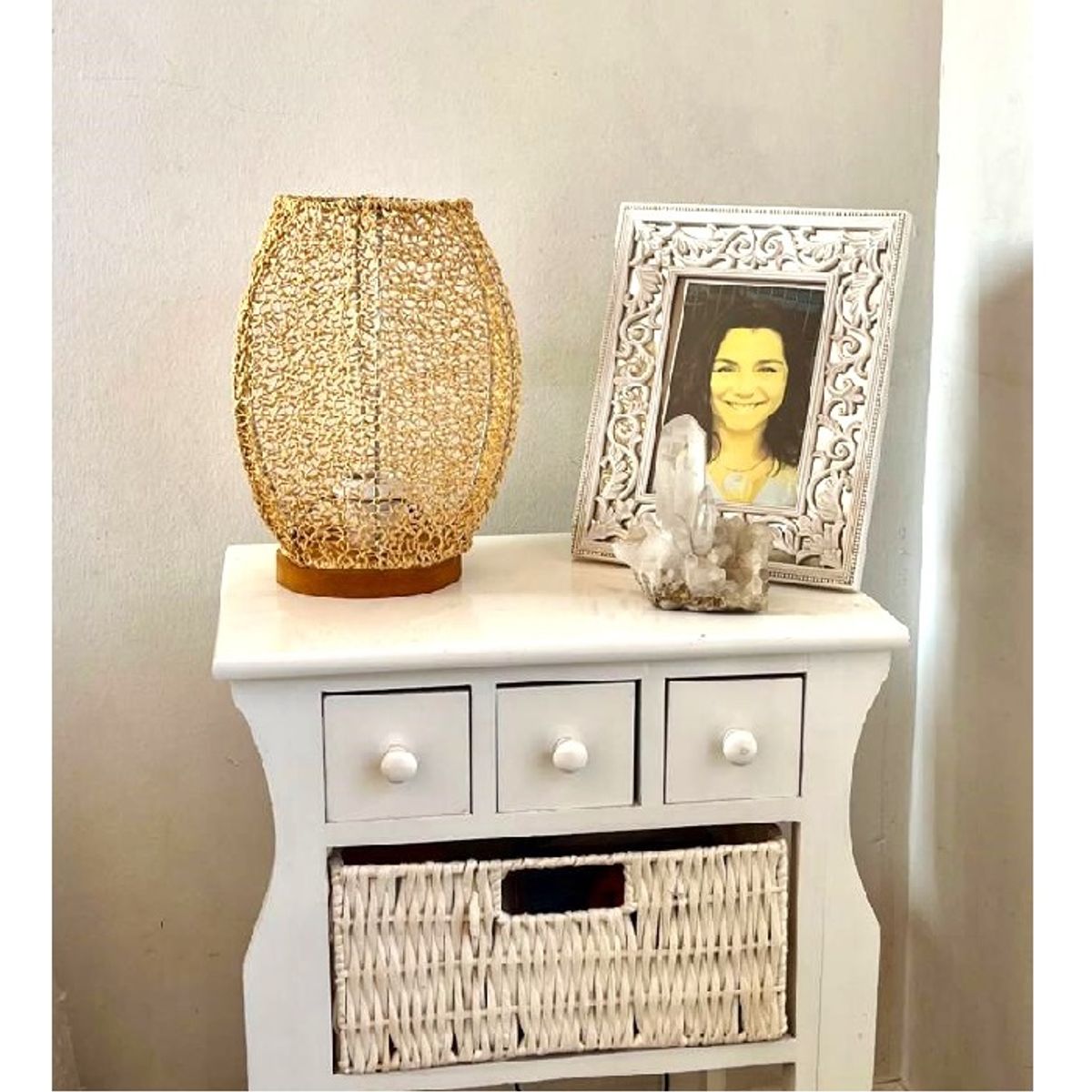 CAROLD STEVENS - Lámpara Velador Gota Tejido Base Color Miel